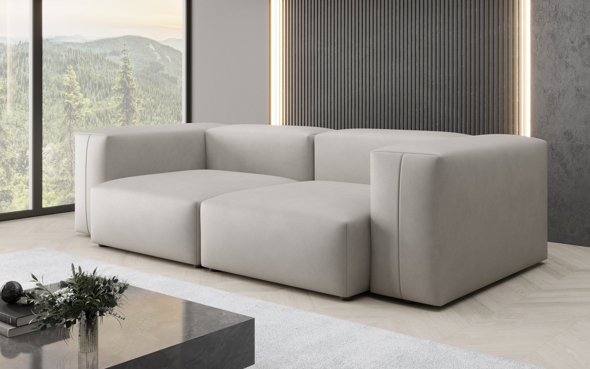 Canapé design 2 places Snug en cuir véritable