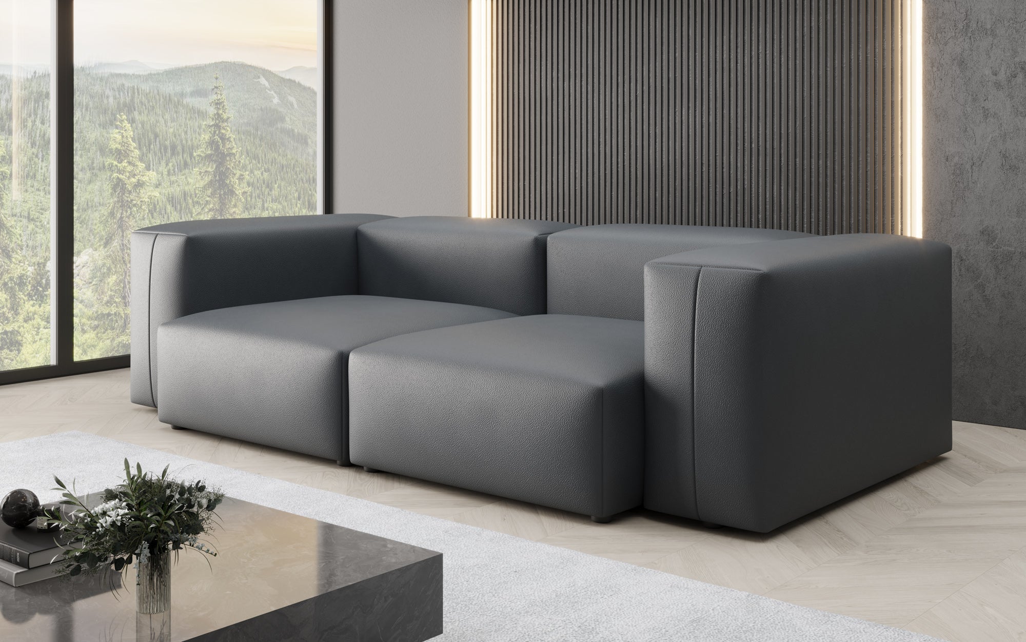 Canapé design 2 places Snug en cuir véritable