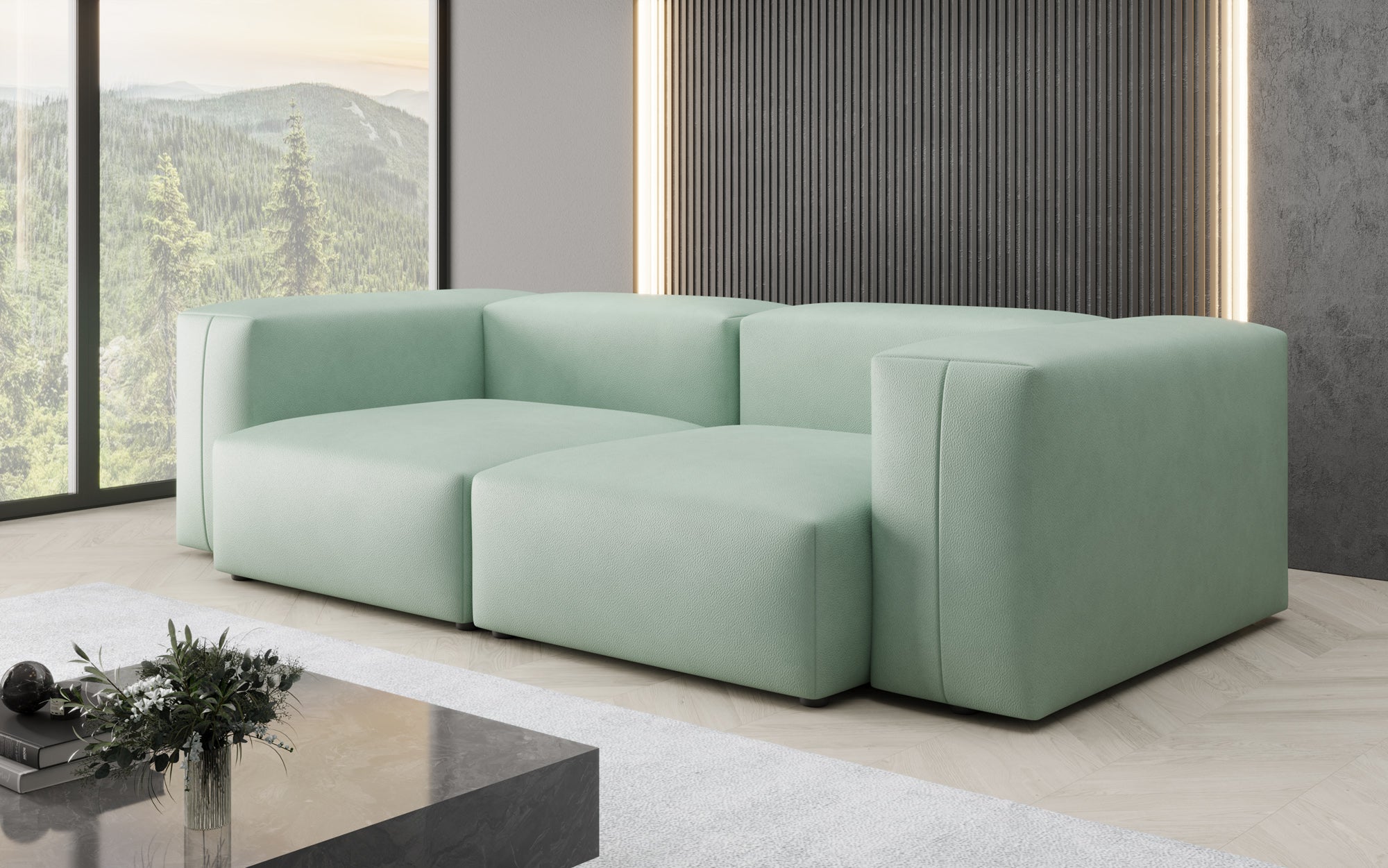 Canapé design 2 places Snug en cuir véritable