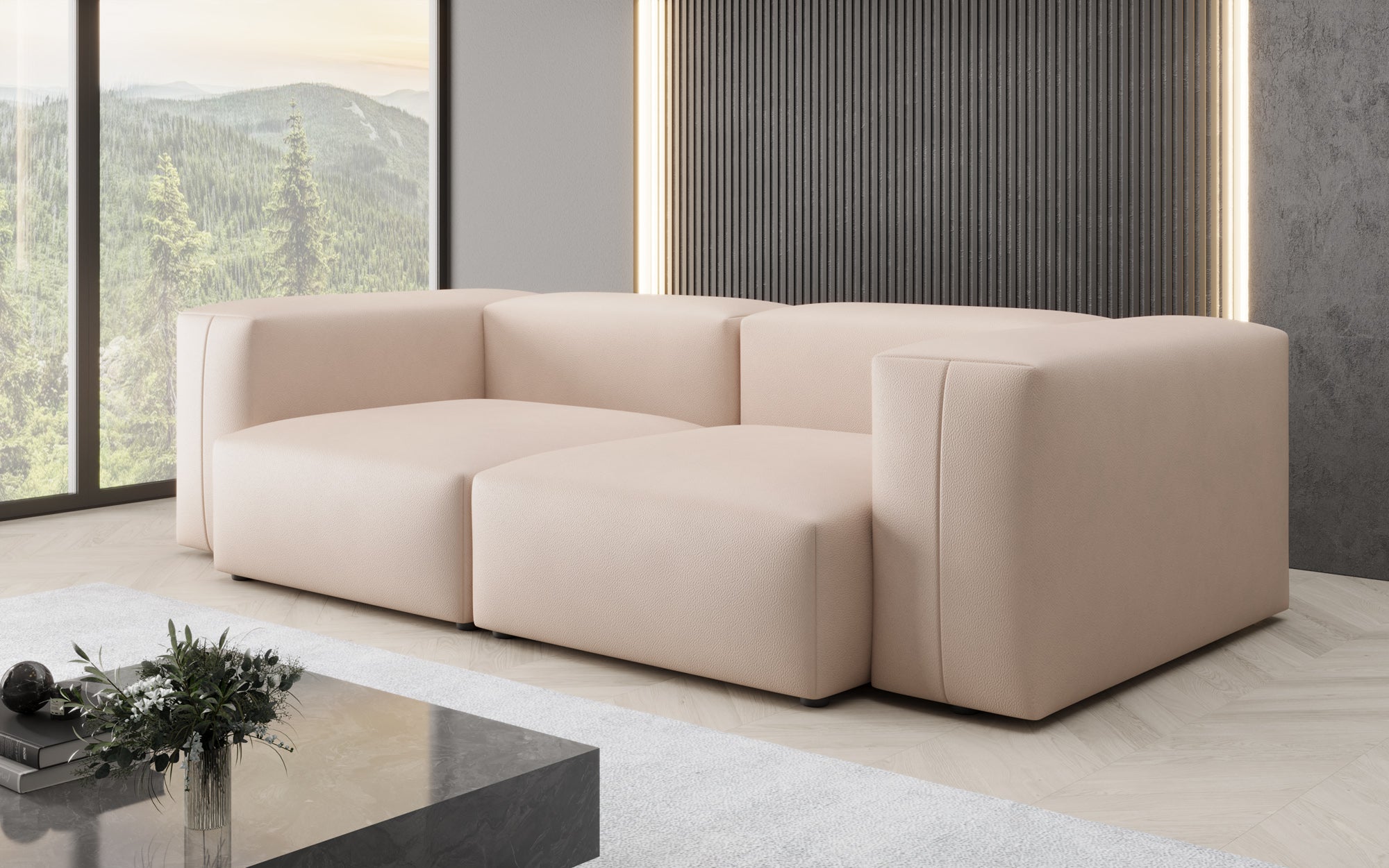 Canapé design 2 places Snug en cuir véritable