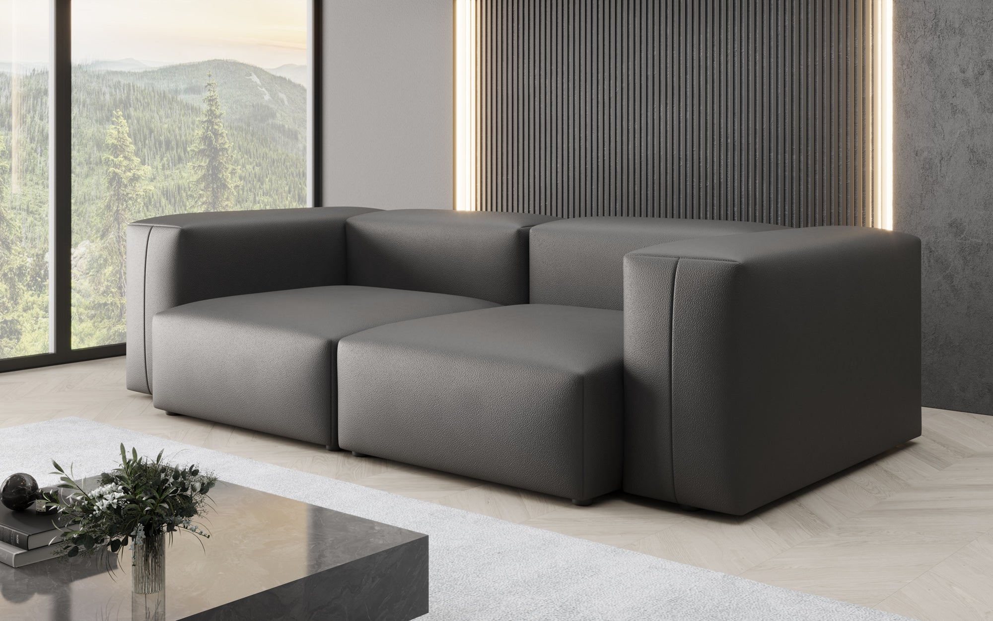 Canapé design 2 places Snug en cuir véritable