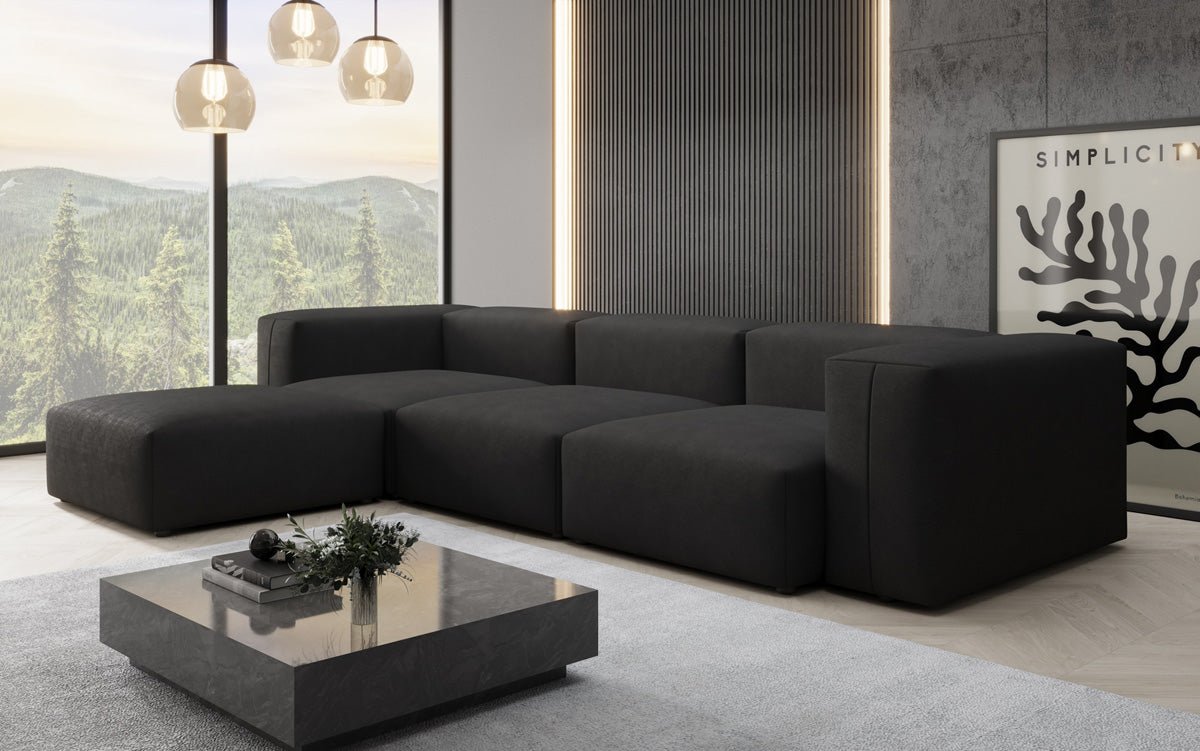 Canapé d'angle L Designer Snug en Tissu