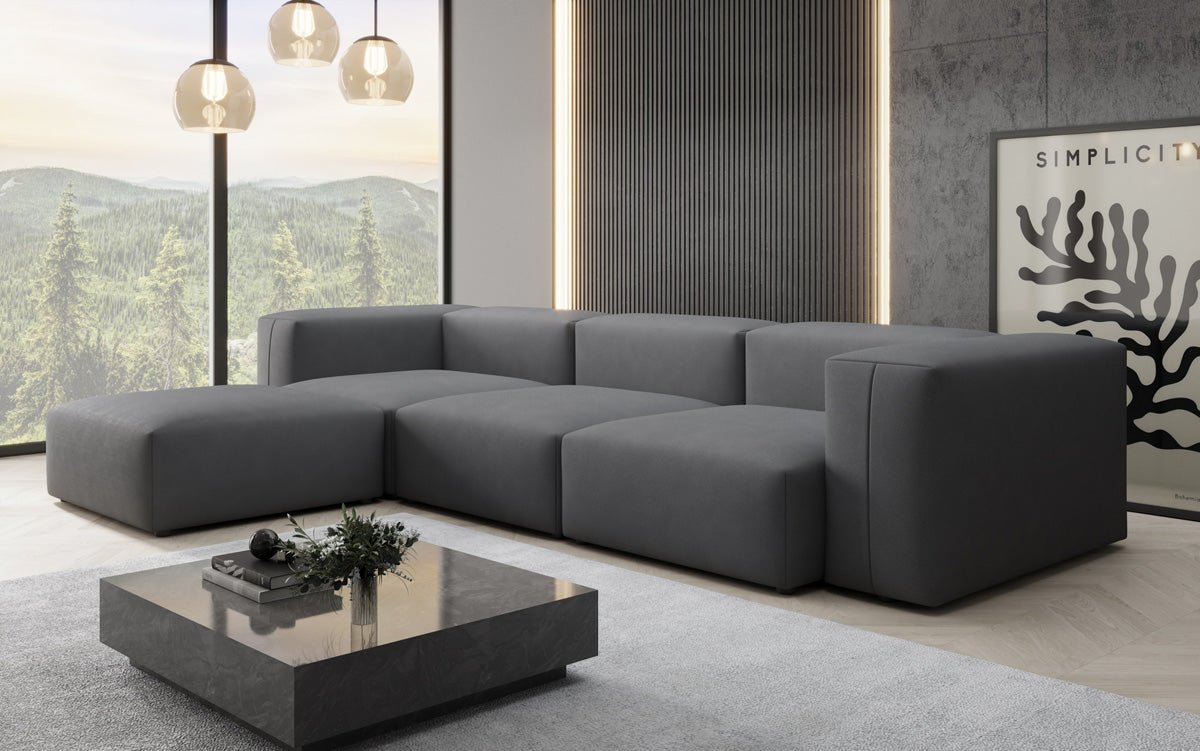 Canapé d'angle L Designer Snug en Tissu
