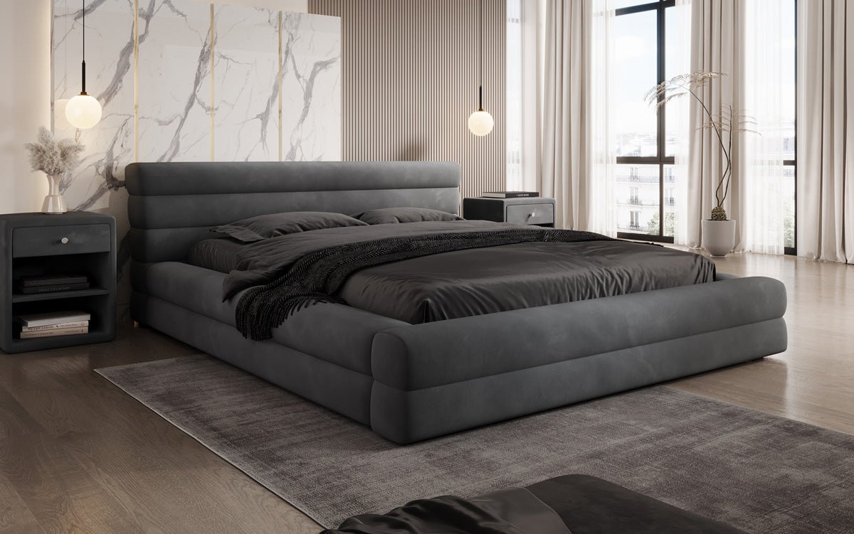Designer Velana Velvet Upholstered Bed with Storage