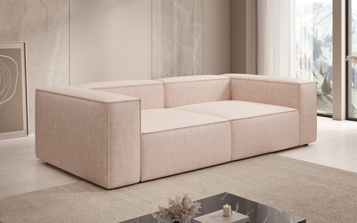 Designer Sofa Lesley 3 Sitzer in Leinen-Optik