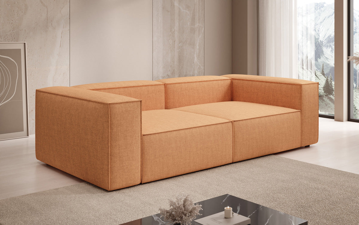 Designer Sofa Lesley 3 Sitzer in Leinen-Optik