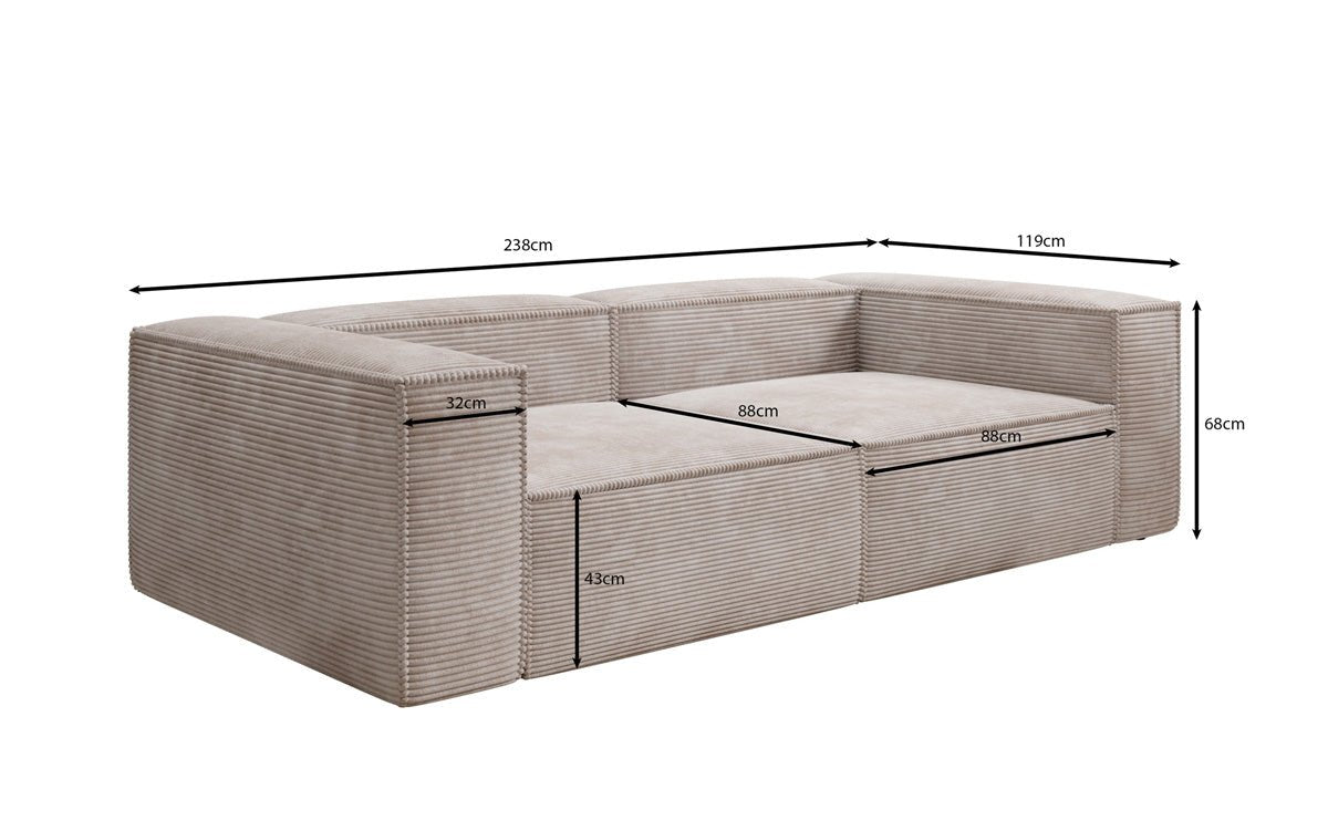 Canapé design Lesley 3 places en Côtelé