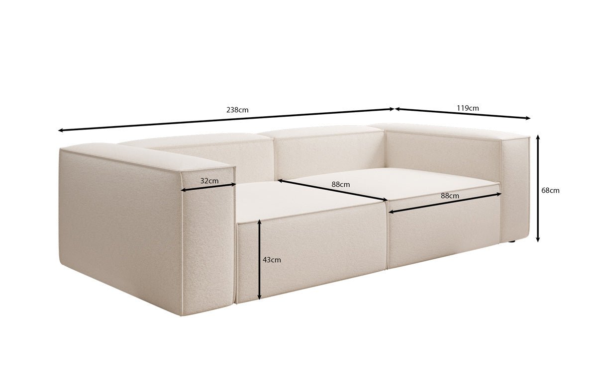 Canapé design Lesley 3 places en tissu texturé
