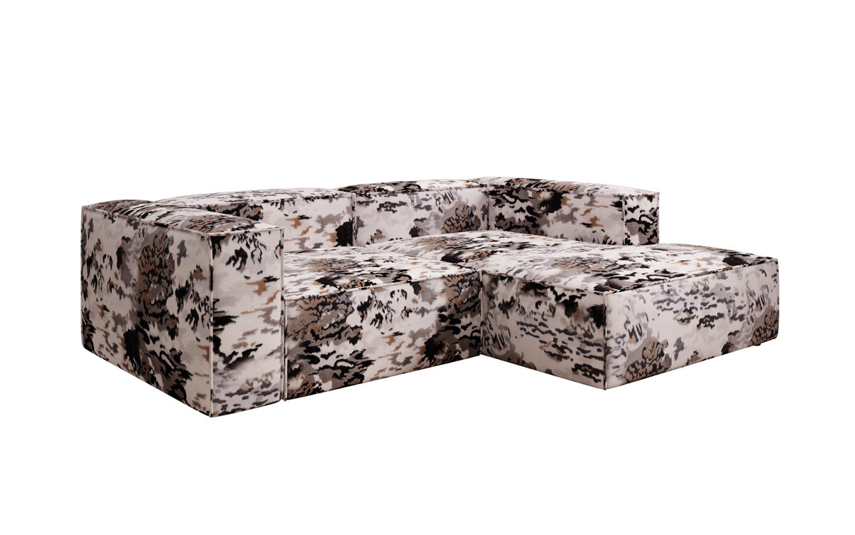 Canapé d'angle design Lesley Mini - jacquard à motif aquarelle