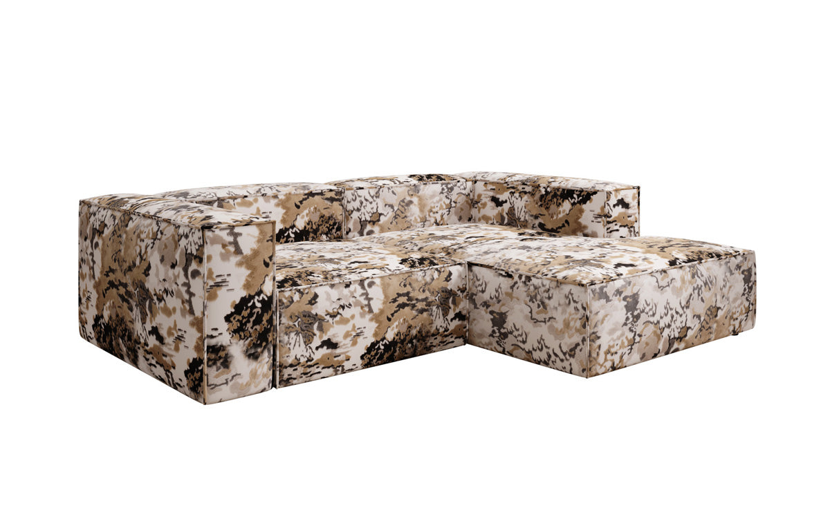 Canapé d'angle design Lesley Mini - jacquard à motif aquarelle