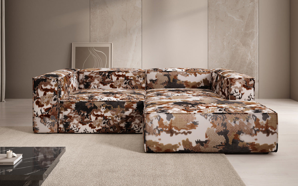 Canapé d'angle design Lesley Mini - jacquard à motif aquarelle
