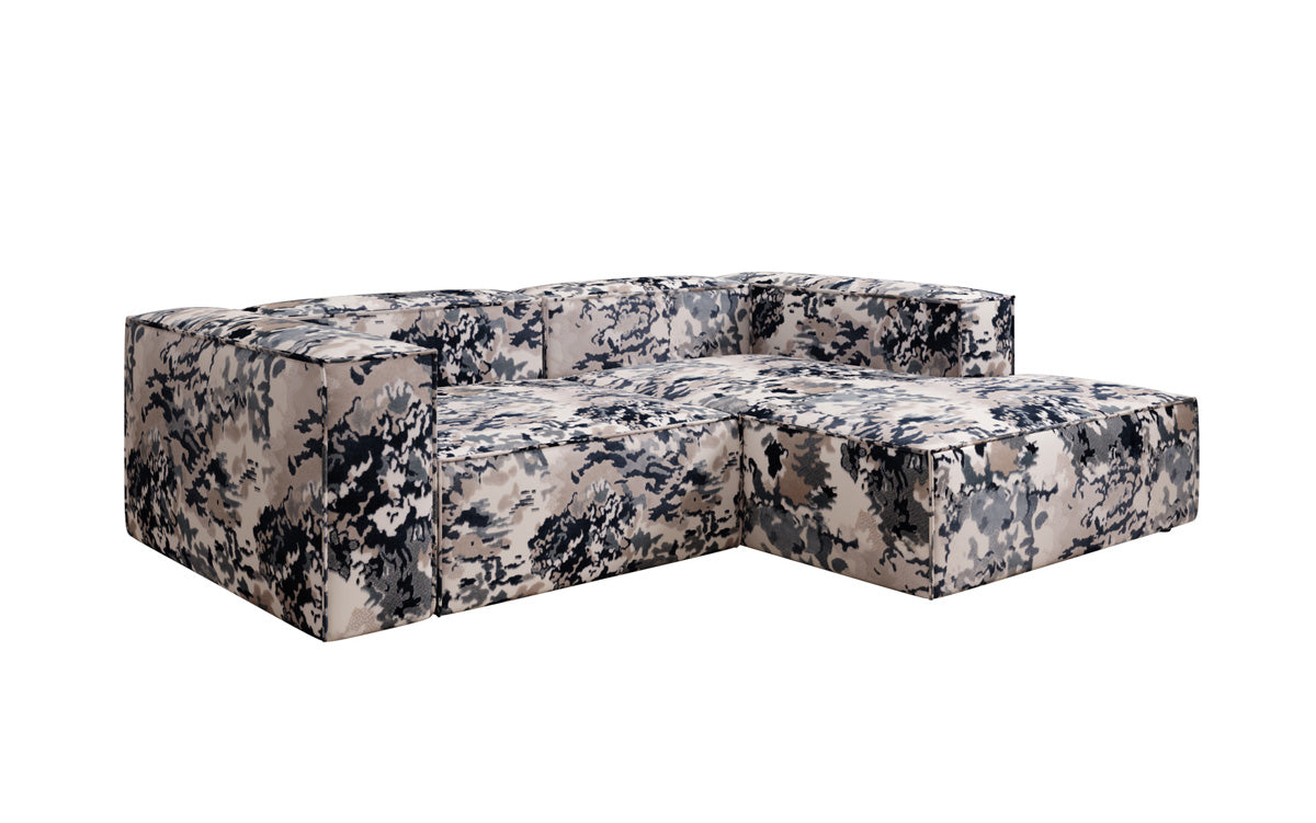 Canapé d'angle design Lesley Mini - jacquard à motif aquarelle