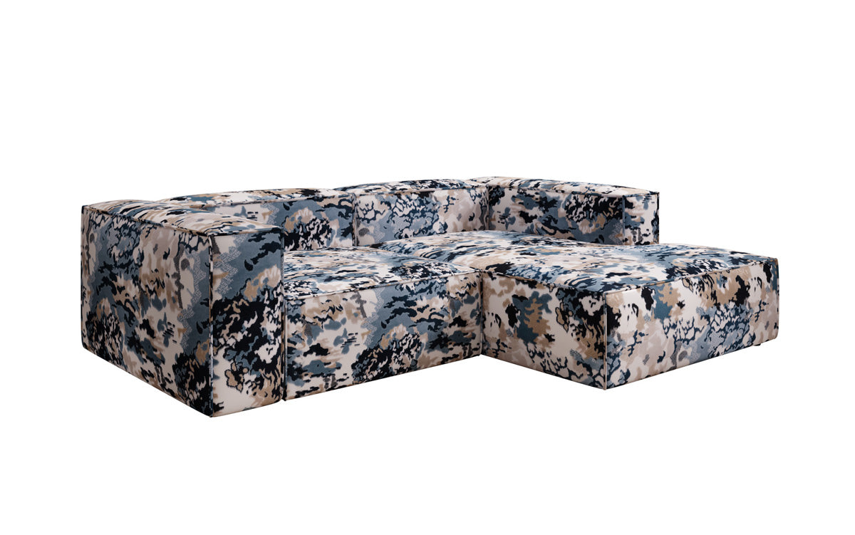 Canapé d'angle design Lesley Mini - jacquard à motif aquarelle