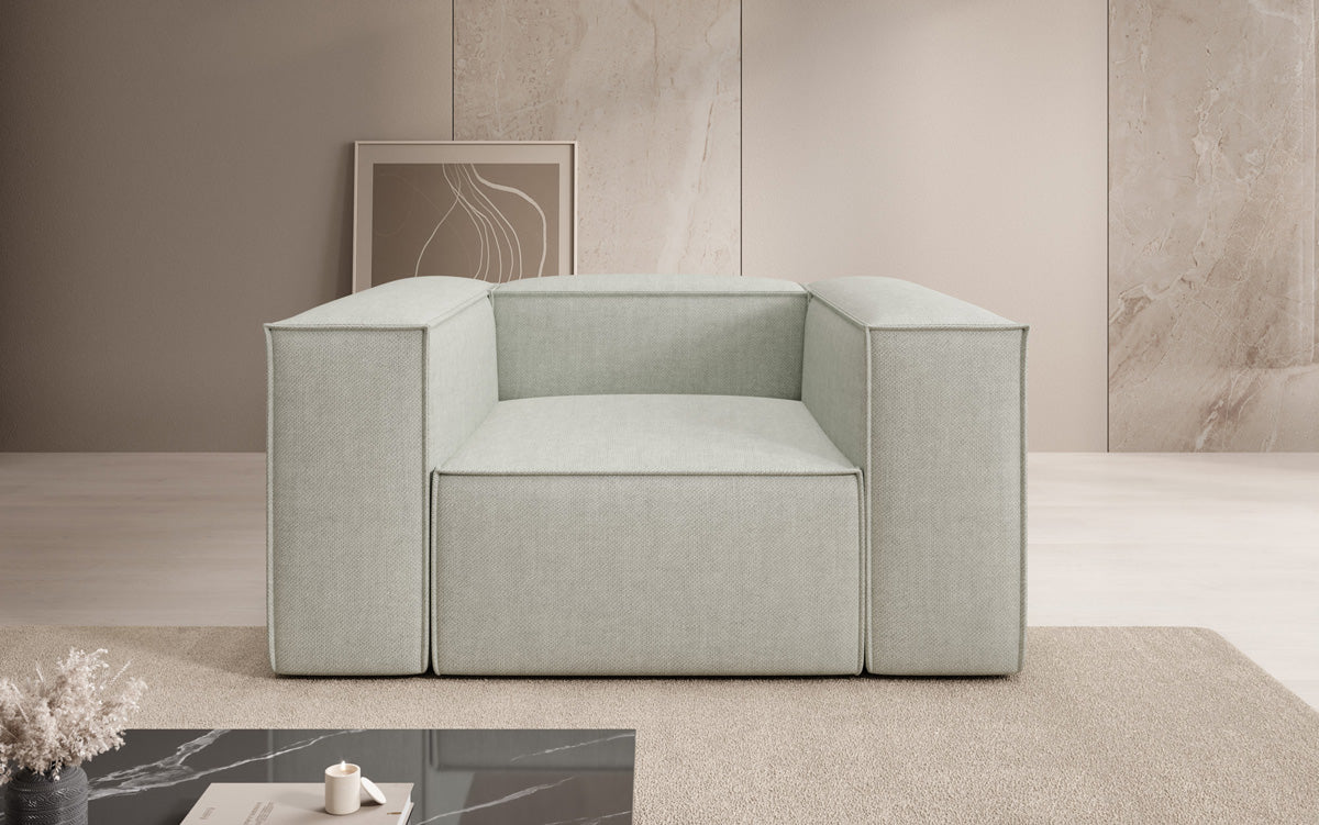 Designer Sofa-Sessel Lesley in Leinen-Optik