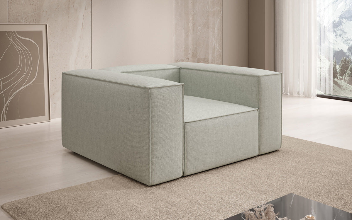 Designer Sofa-Sessel Lesley in Leinen-Optik