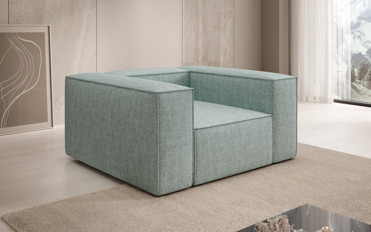 Designer Sofa-Sessel Lesley in Leinen-Optik