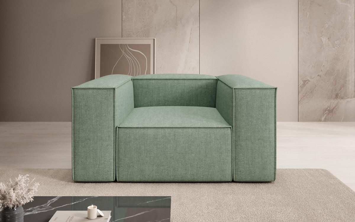 Designer Sofa-Sessel Lesley in Leinen-Optik