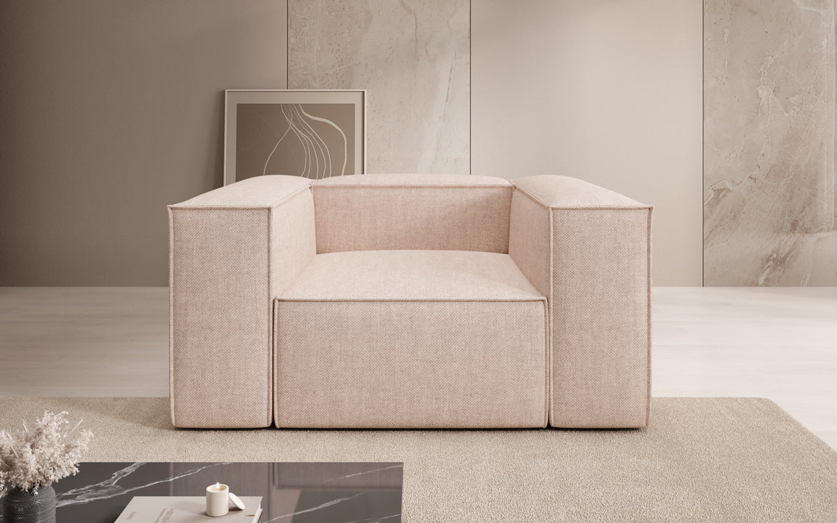 Designer Sofa-Sessel Lesley in Leinen-Optik