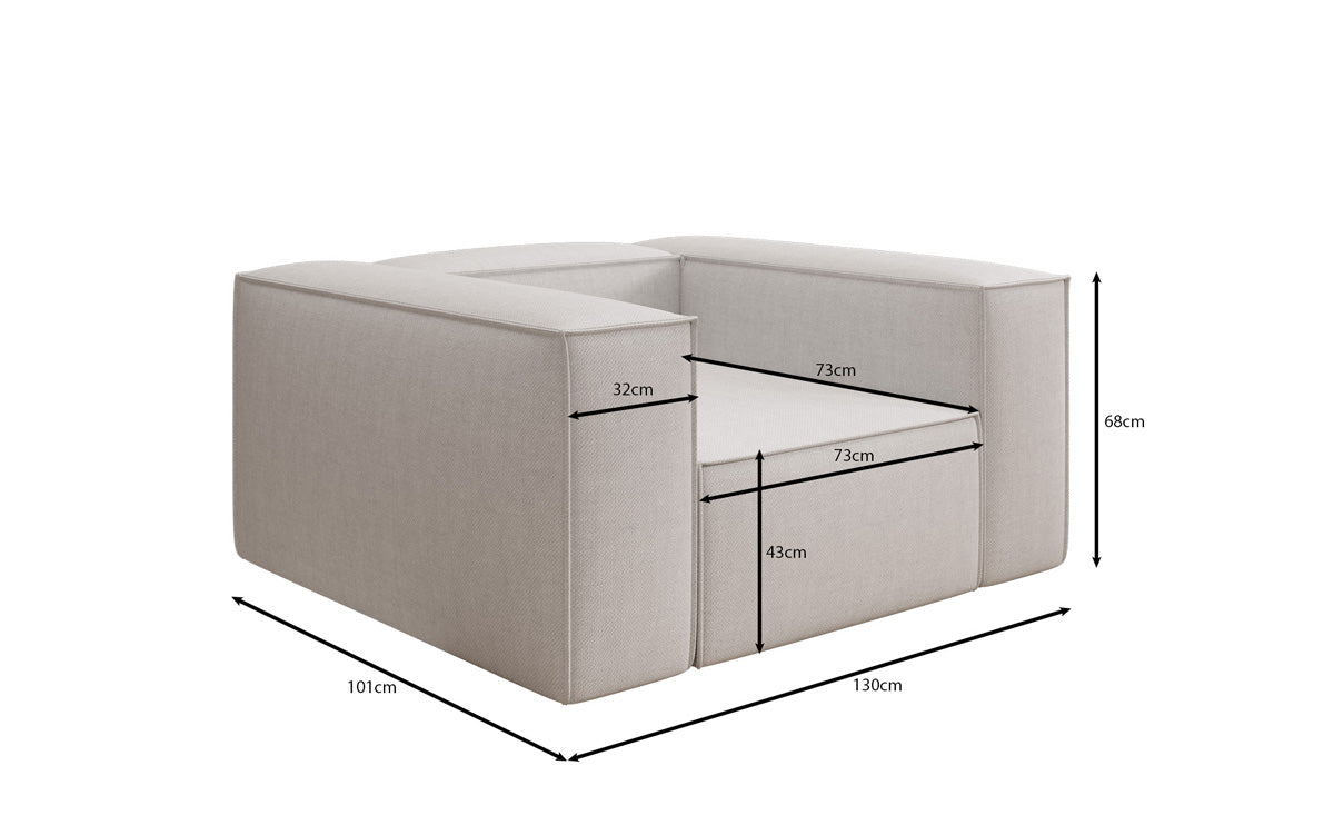 Designer Sofa-Sessel Lesley in Leinen-Optik