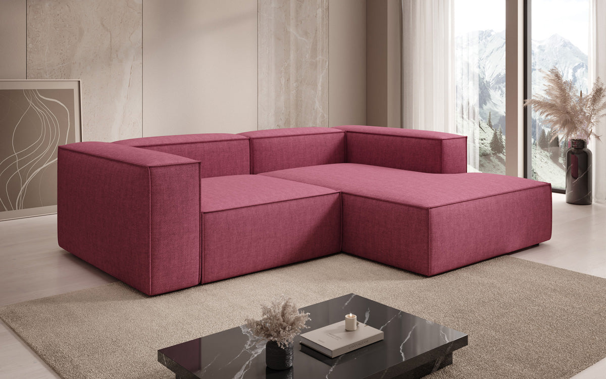 Designer Ecksofa Lesley Mini in Leinen-Optik