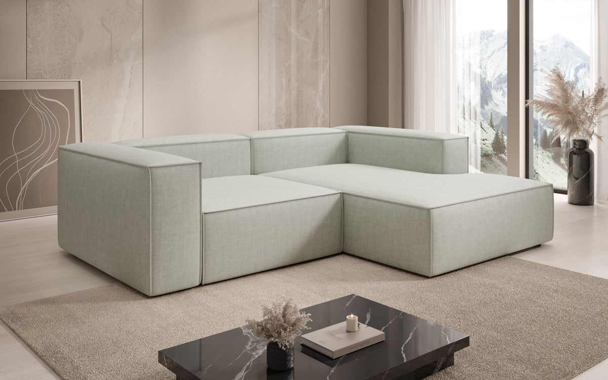 Designer Ecksofa Lesley Mini in Leinen-Optik