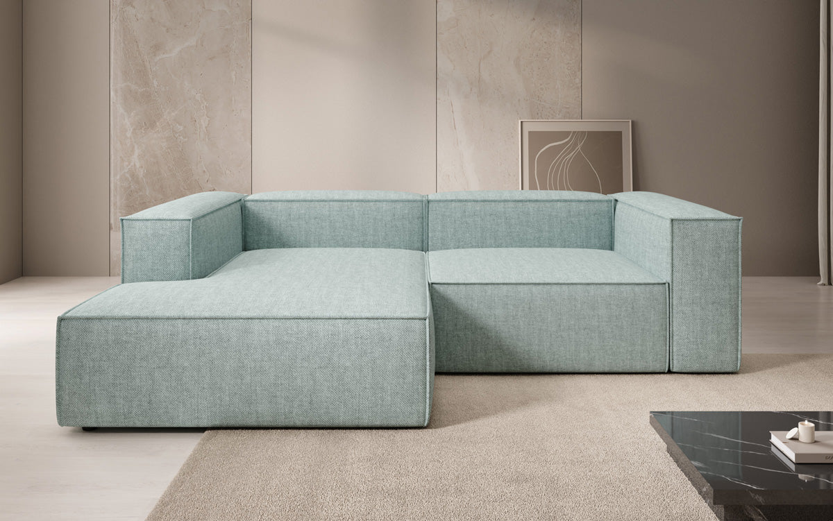 Designer Ecksofa Lesley Mini in Leinen-Optik