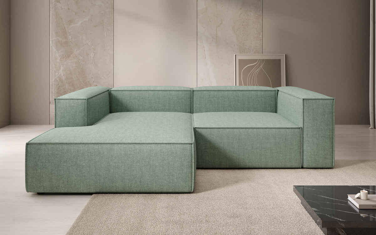Designer Ecksofa Lesley Mini in Leinen-Optik