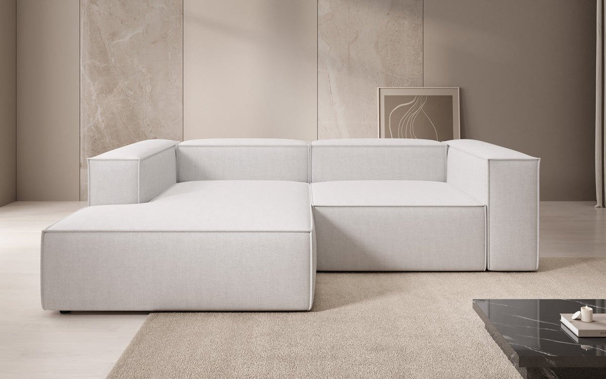 Designer Ecksofa Lesley Mini in Leinen-Optik