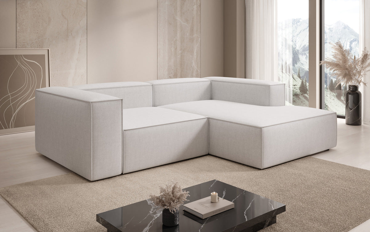 Designer Ecksofa Lesley Mini in Leinen-Optik