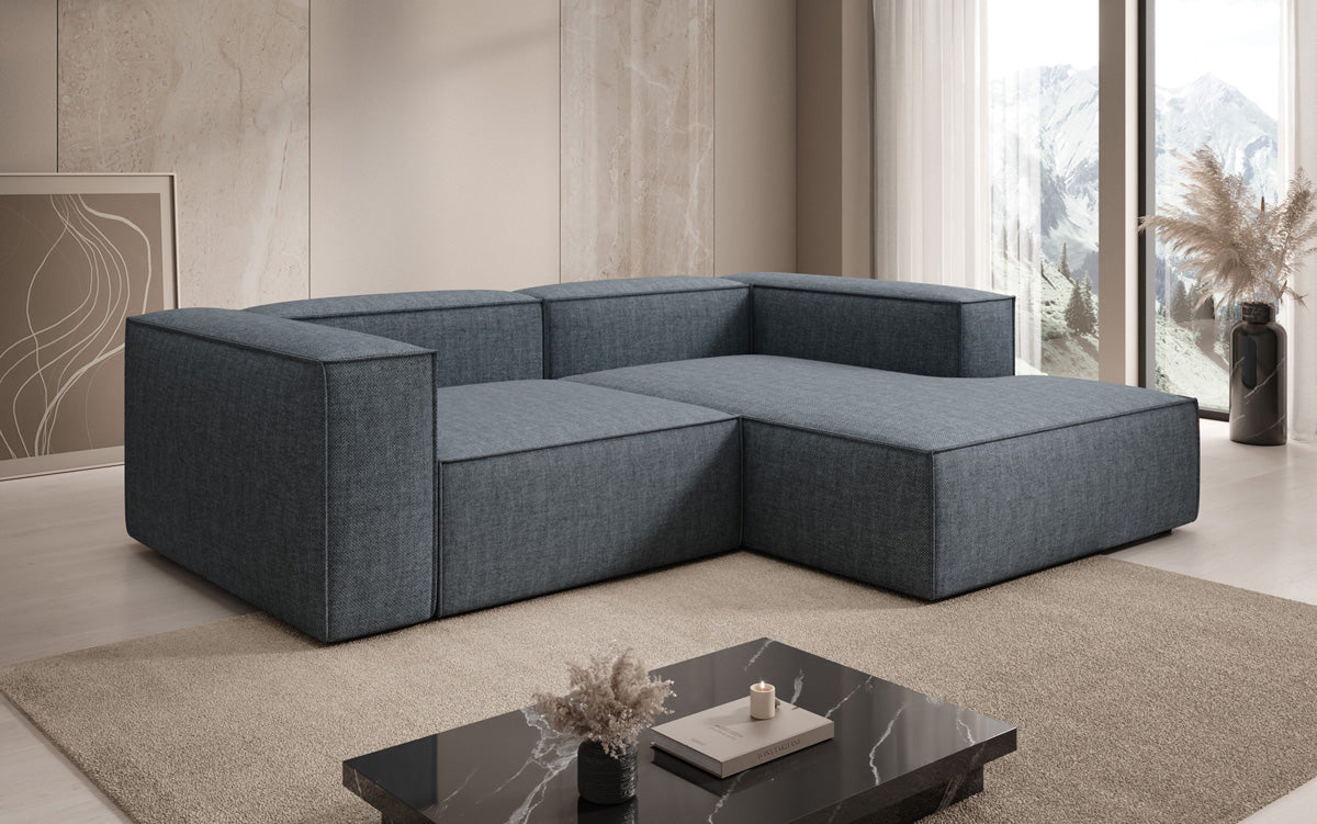 Designer Ecksofa Lesley Mini in Leinen-Optik