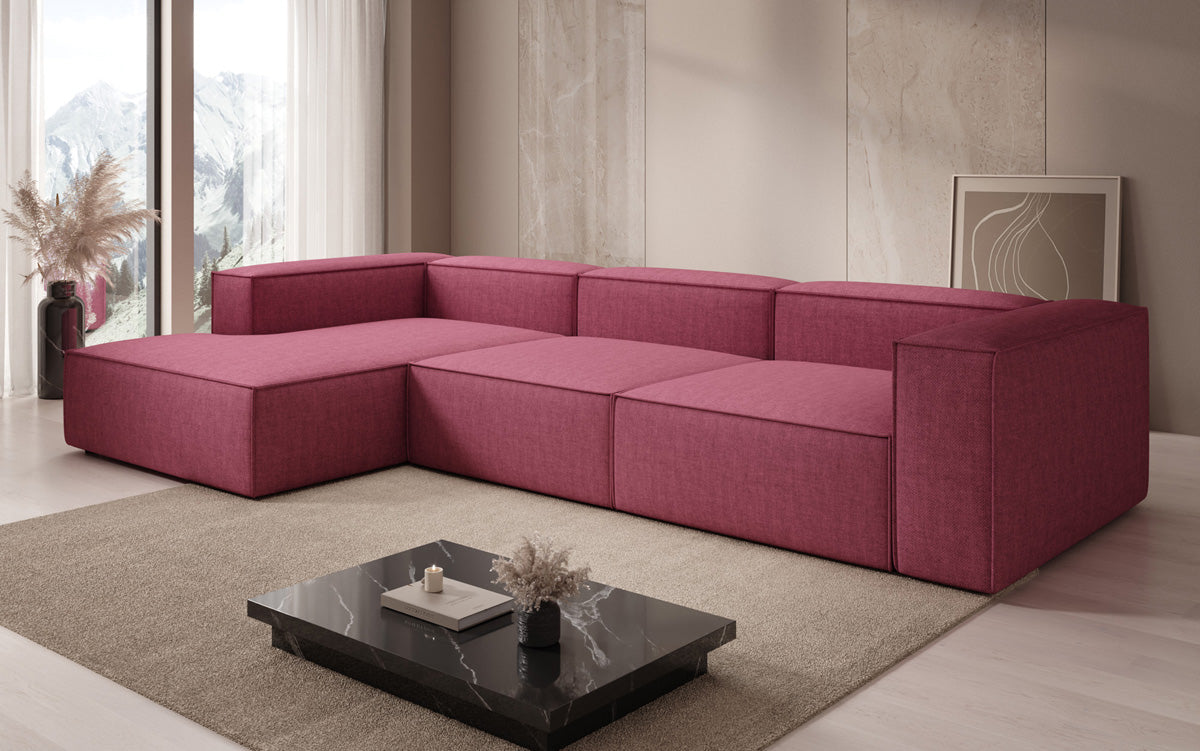 Designer Ecksofa Lesley in Leinen-Optik