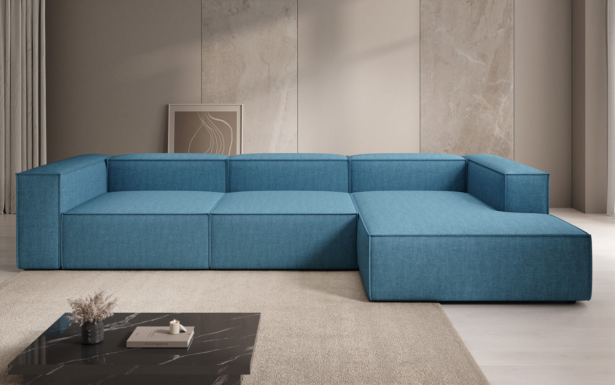 Designer Ecksofa Lesley in Leinen-Optik