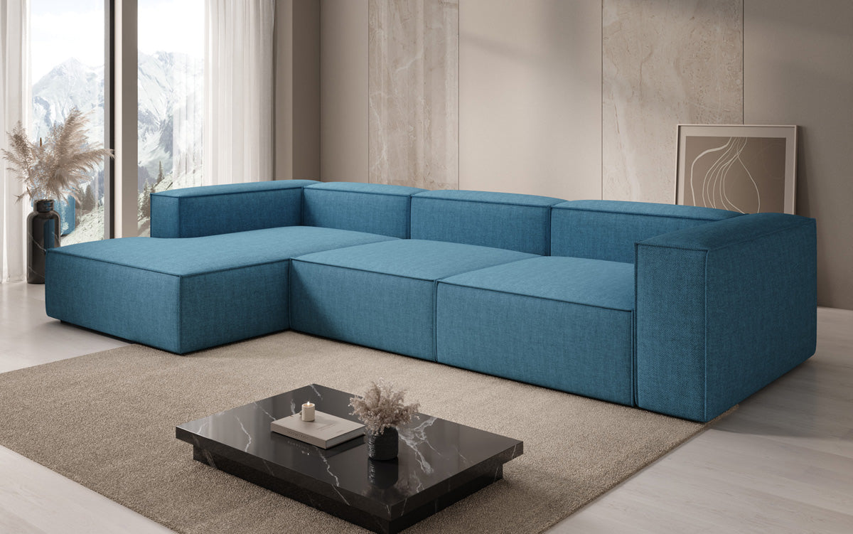 Designer Ecksofa Lesley in Leinen-Optik