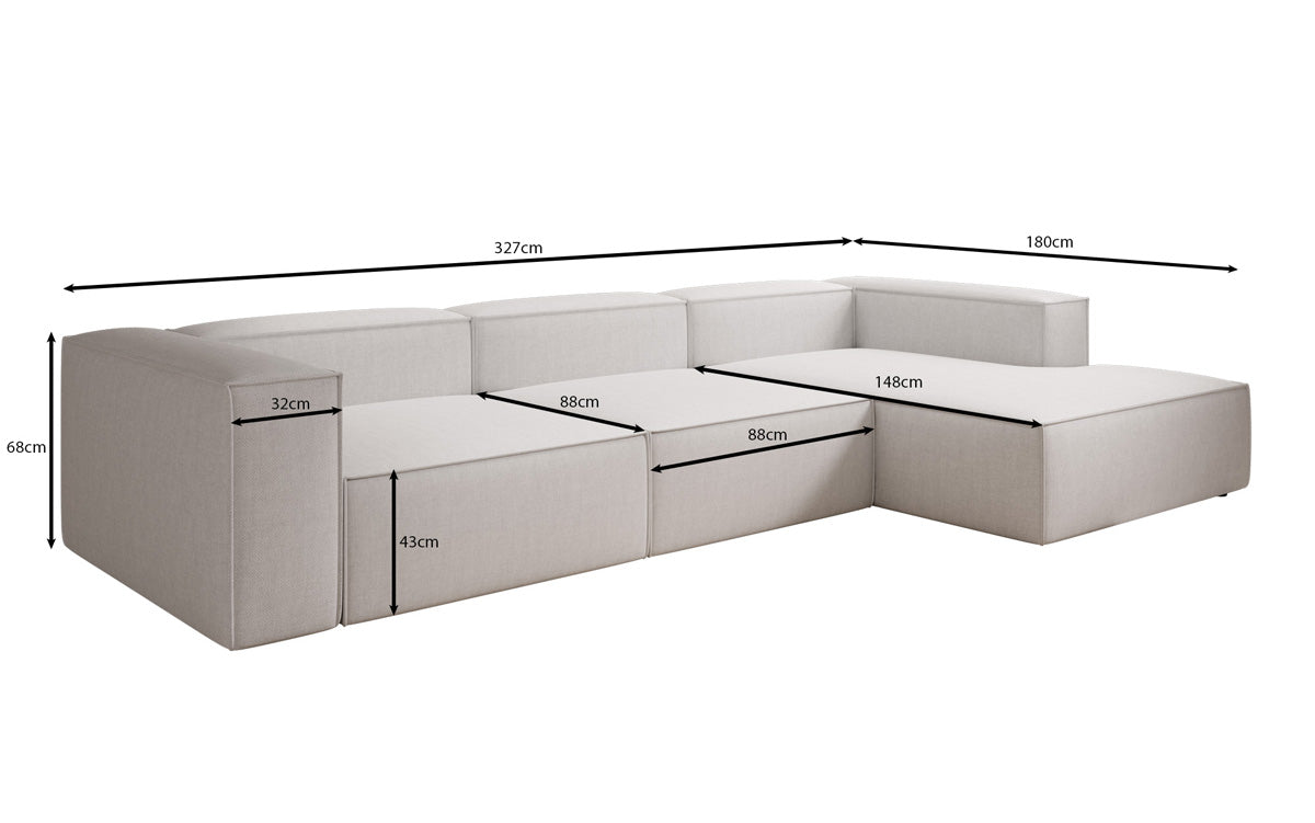 Designer Ecksofa Lesley in Leinen-Optik