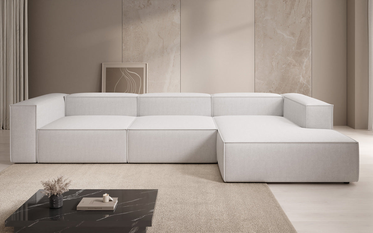 Designer Ecksofa Lesley in Leinen-Optik