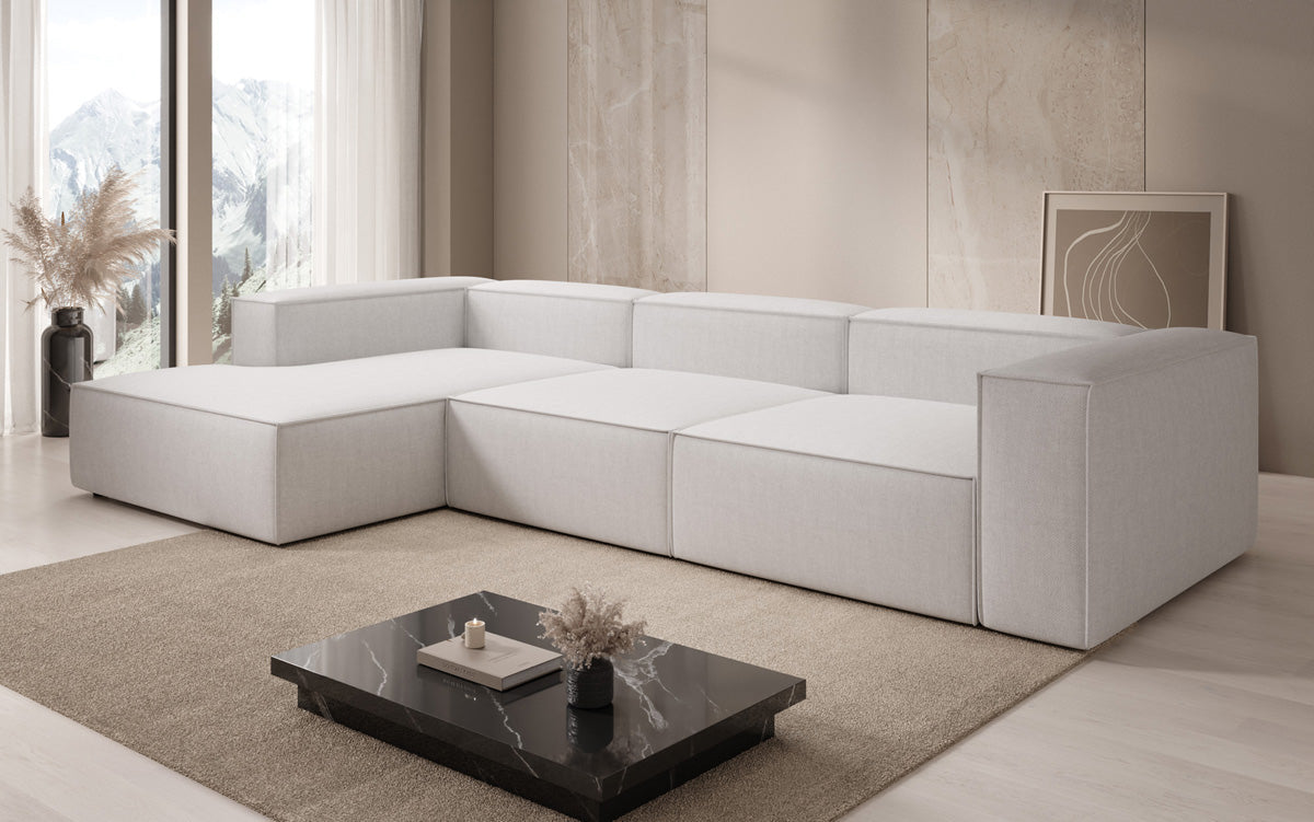 Designer Ecksofa Lesley in Leinen-Optik