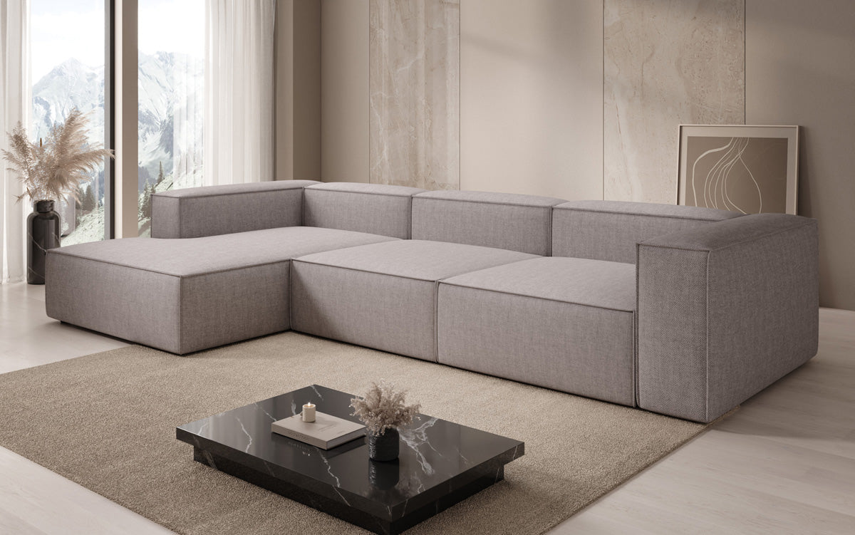 Designer Ecksofa Lesley in Leinen-Optik