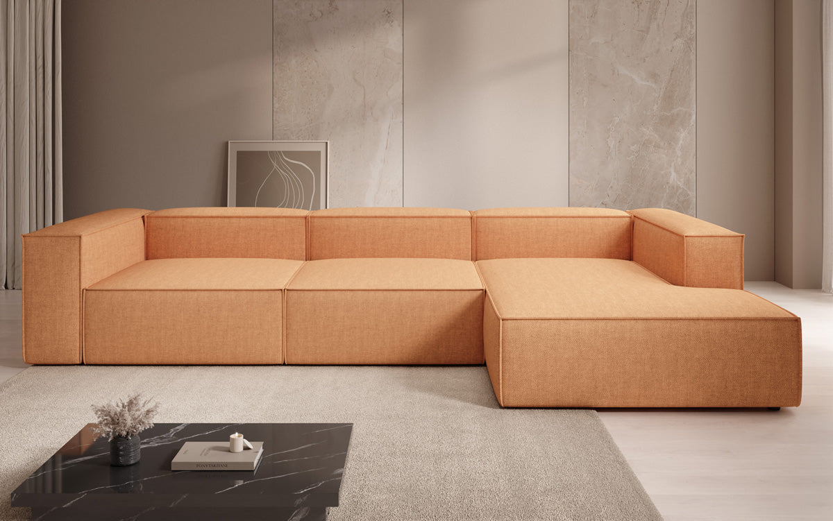Designer Ecksofa Lesley in Leinen-Optik