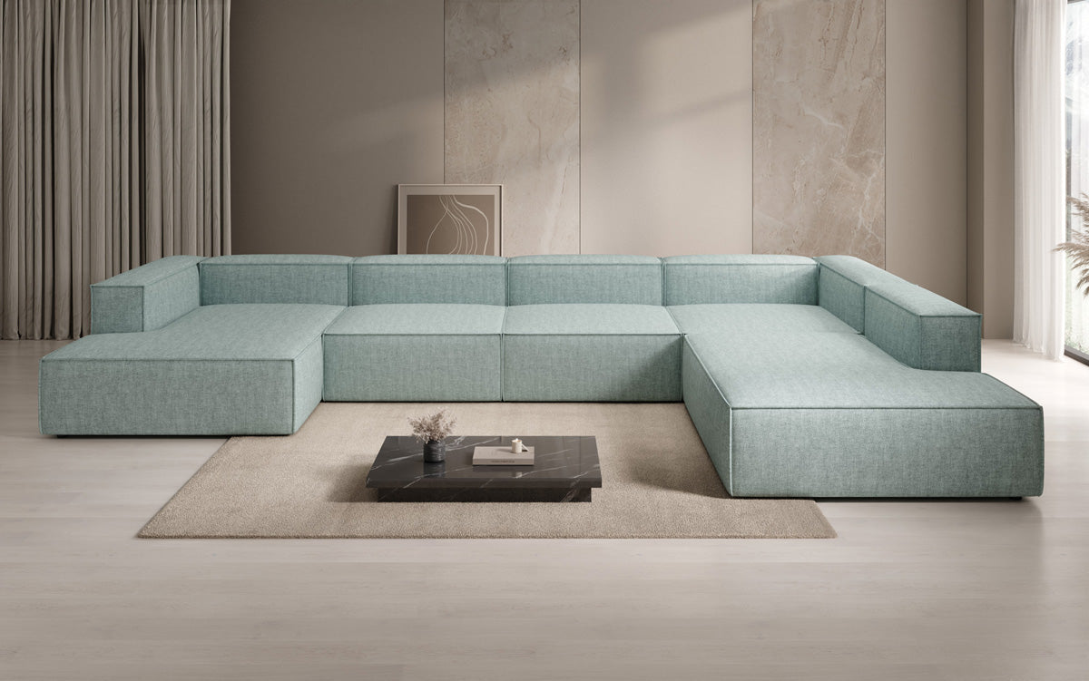 Designer Sofa Lesley U XXL in Leinen-Optik
