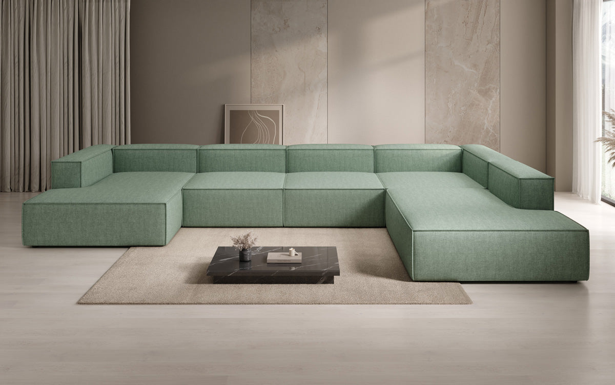 Designer Sofa Lesley U XXL in Leinen-Optik