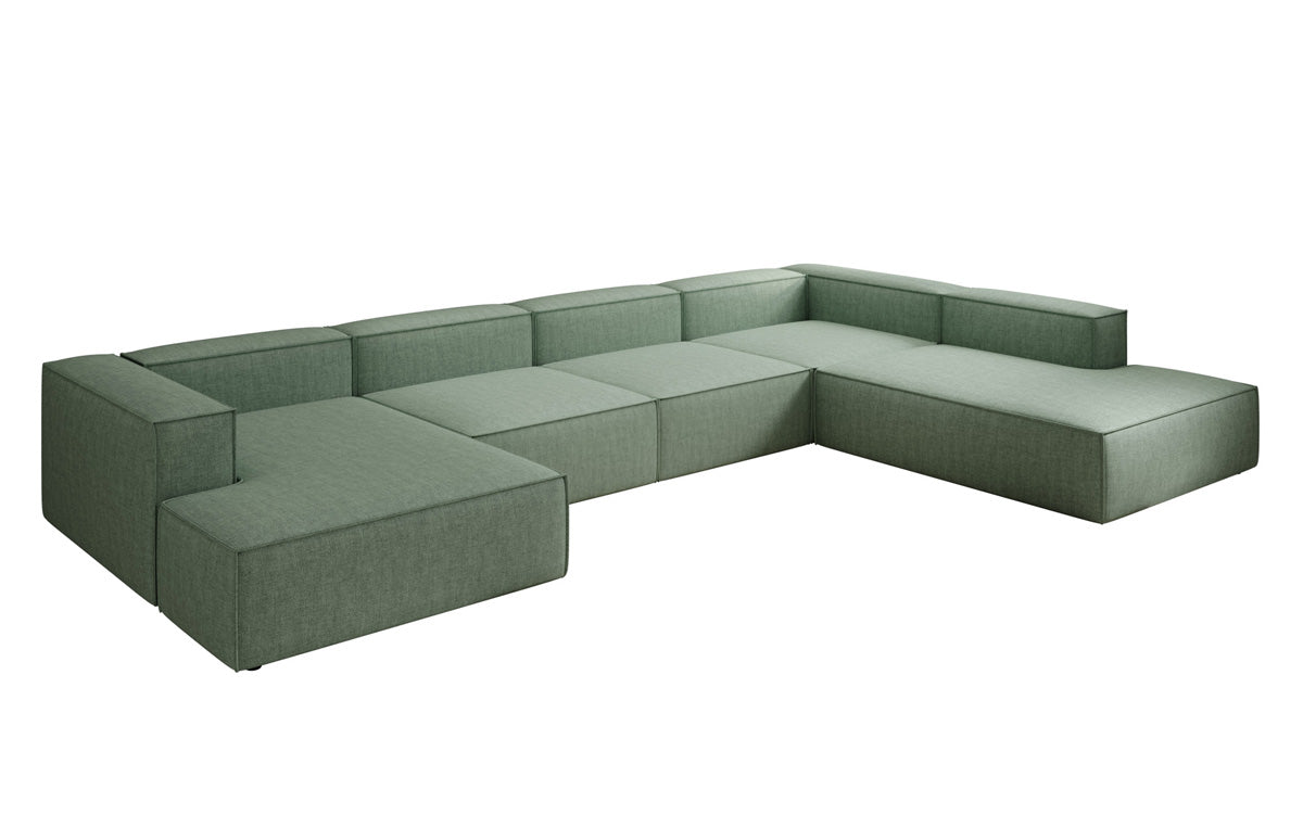 Designer Sofa Lesley U XXL in Leinen-Optik