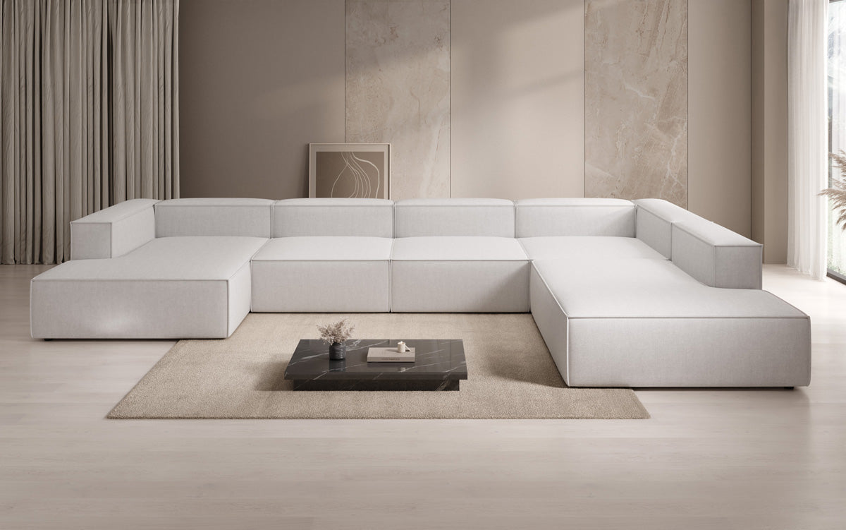 Designer Sofa Lesley U XXL in Leinen-Optik