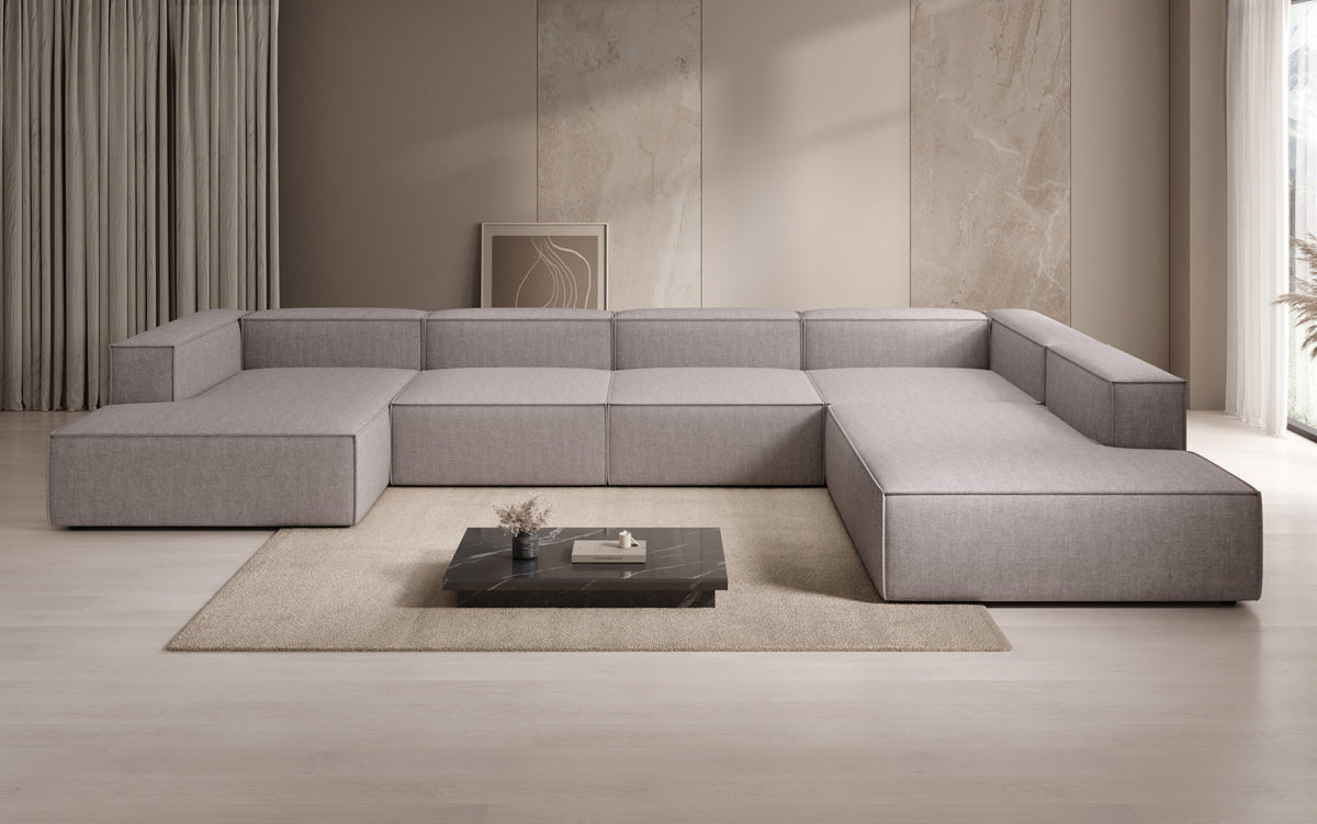 Designer Sofa Lesley U XXL in Leinen-Optik