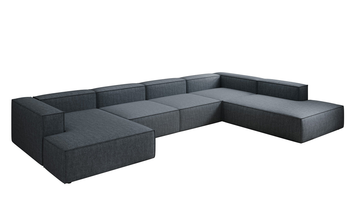 Designer Sofa Lesley U XXL in Leinen-Optik