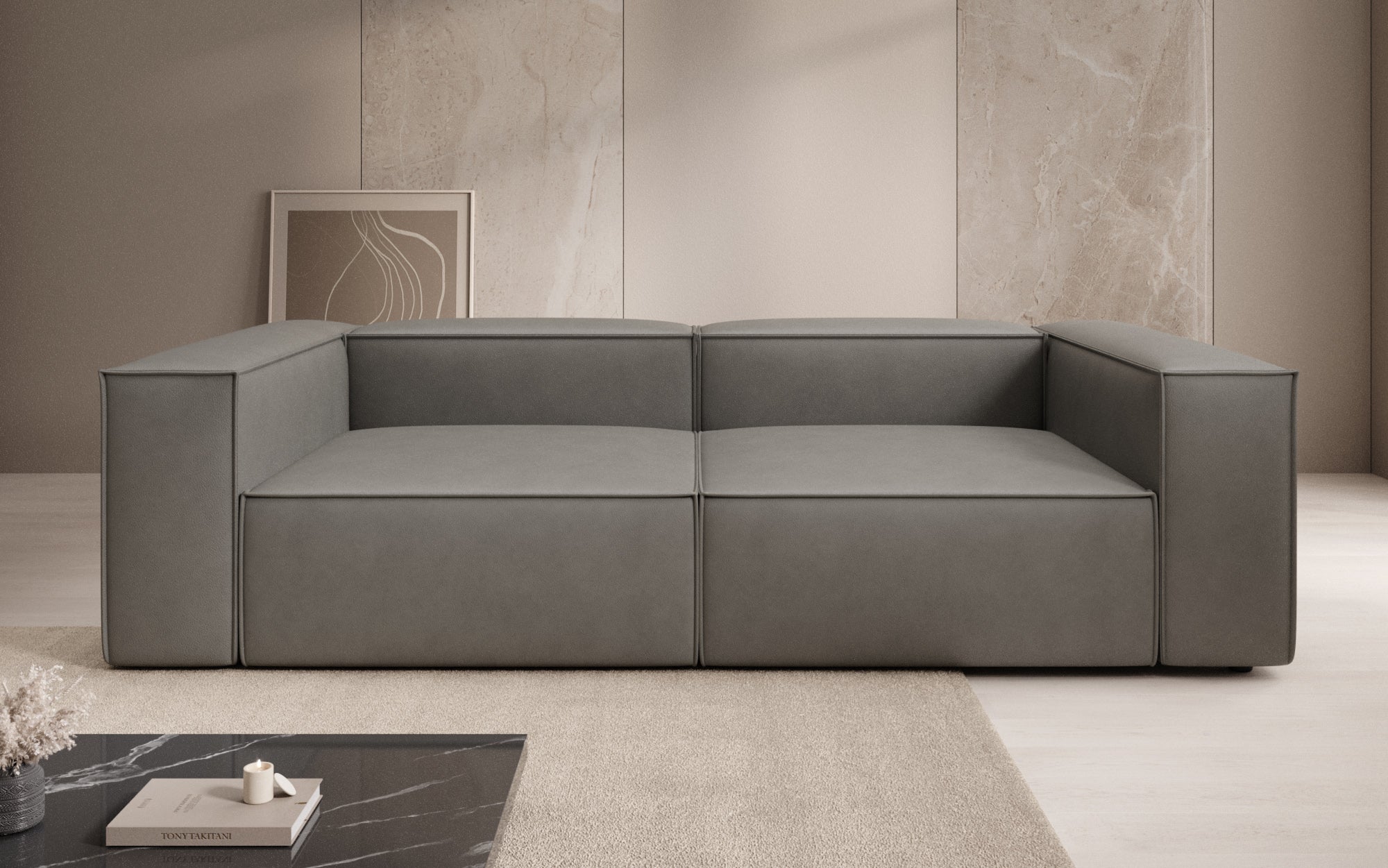 Canapé design Lesley 3 places en cuir véritable