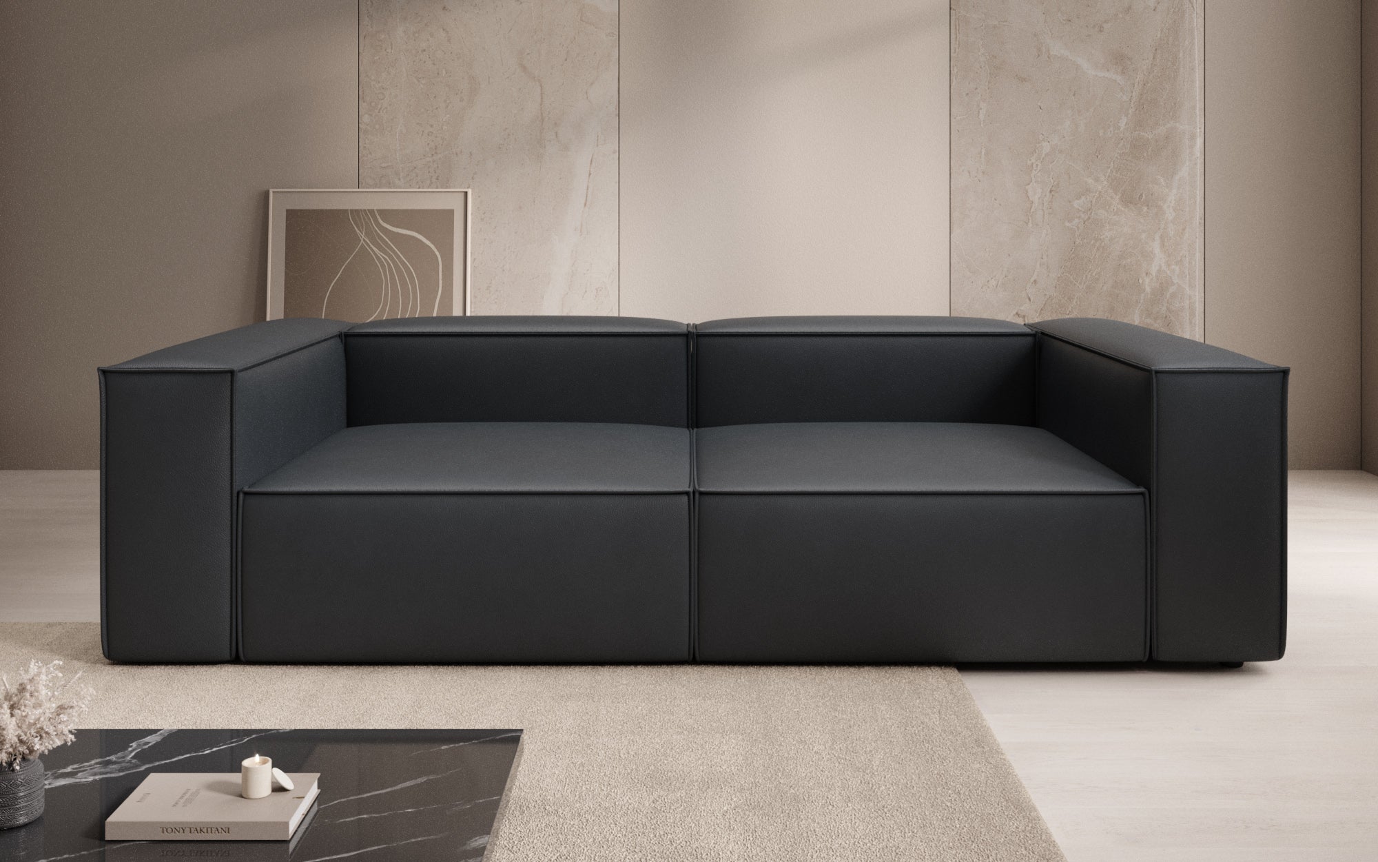 Canapé design Lesley 3 places en cuir véritable