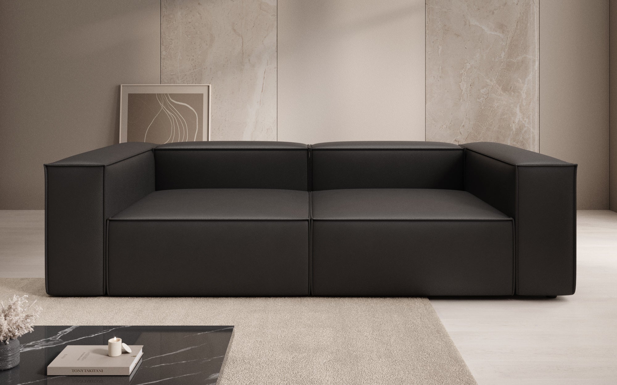 Canapé design Lesley 3 places en cuir véritable