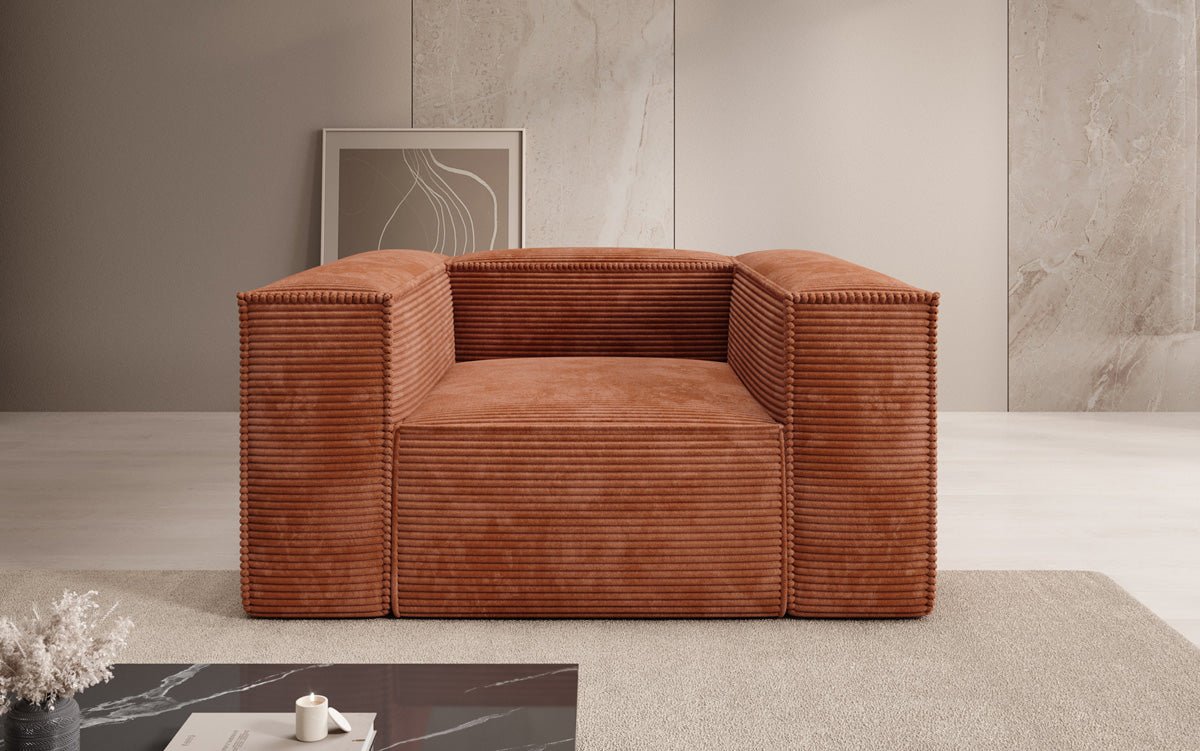 Canapé fauteuil designer Lesley en Côtelé
