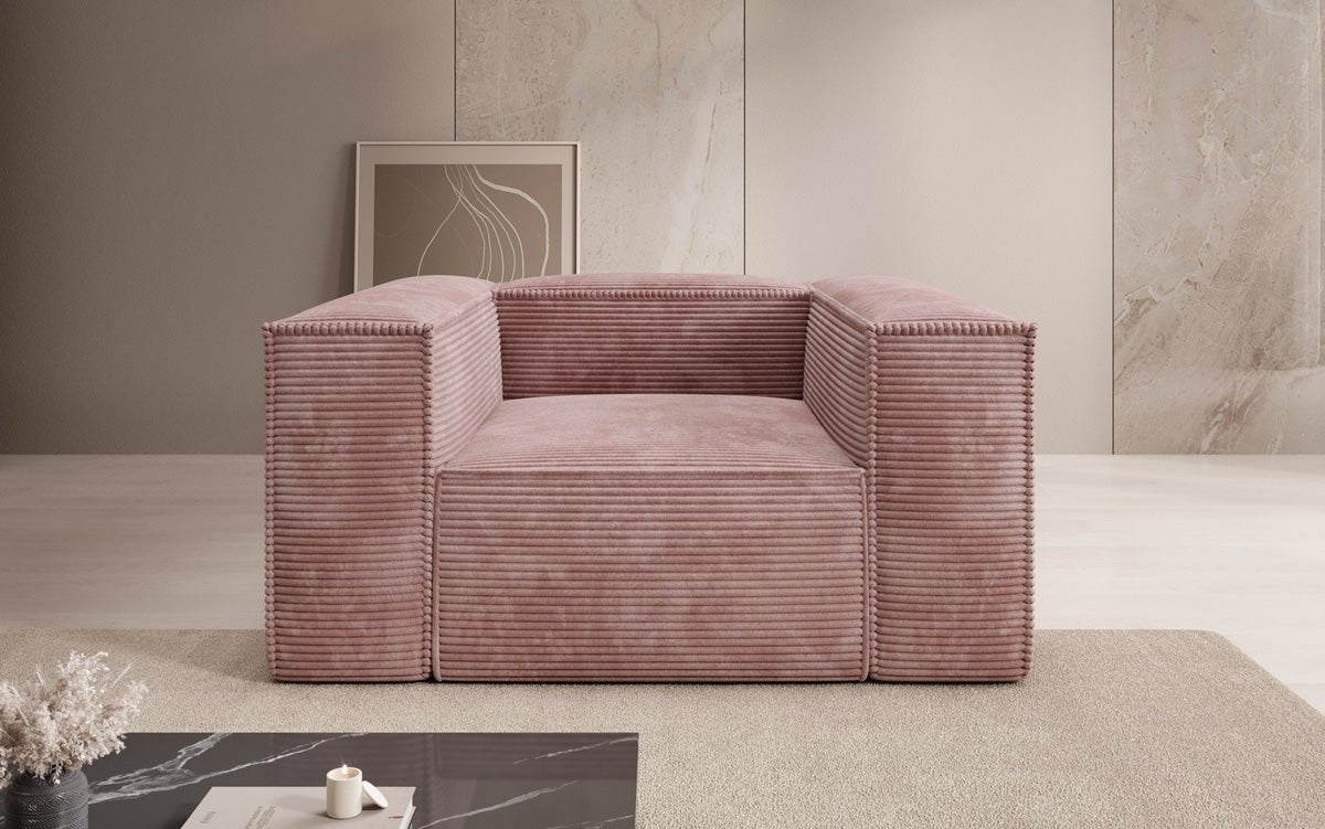 Canapé fauteuil designer Lesley en Côtelé