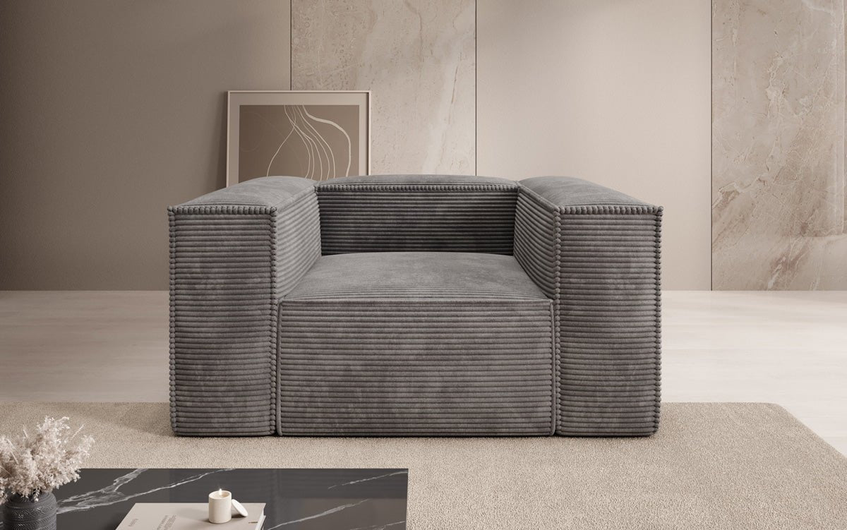 Canapé fauteuil designer Lesley en Côtelé